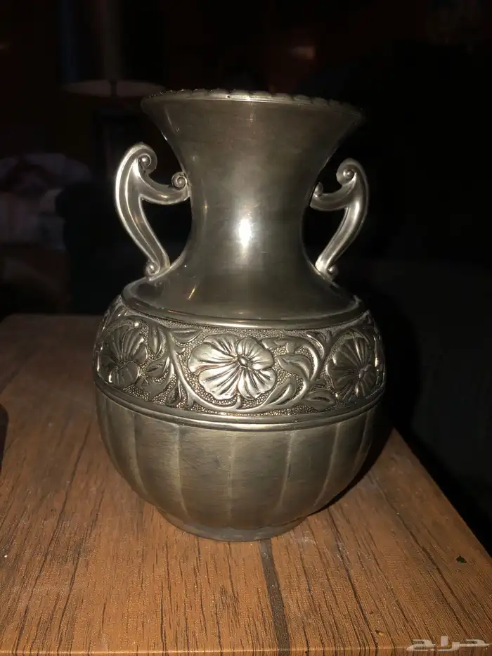 مزهرية فضي كلاسيكي من النحاس الاحمر المطلي مزخرف انتيك 3