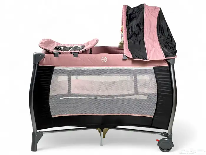 محبس دورين للاطفال مع مظلة - سرير اطفال قماشي قابل للطي 13