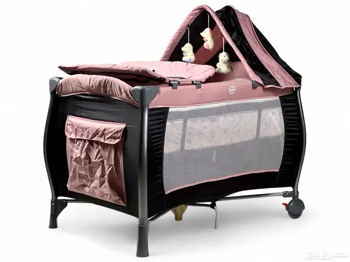 محبس مواليد مع باب جانبي - محبس للأطفال مع مظلة وألعاب 0