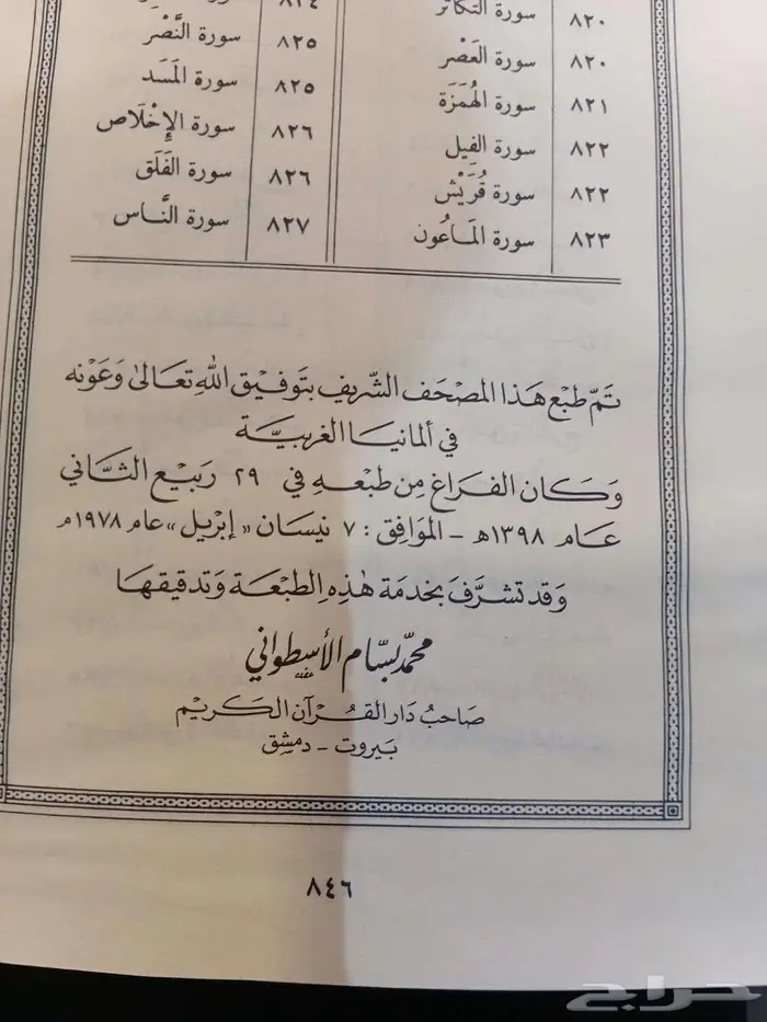 مصحف طبعة خاصة بالجيش العربي السعودي طبع عام 1398هجري1978م 2