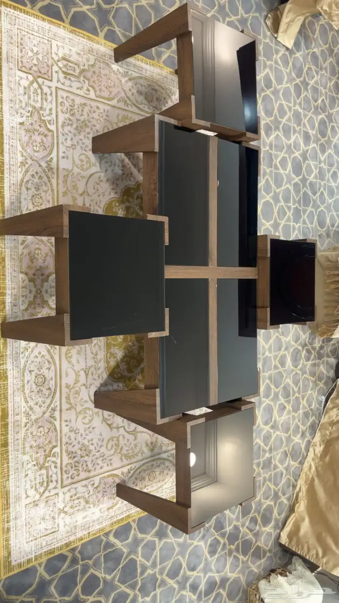 طاولات بني محروق وقزاز اسود 6قطع 7