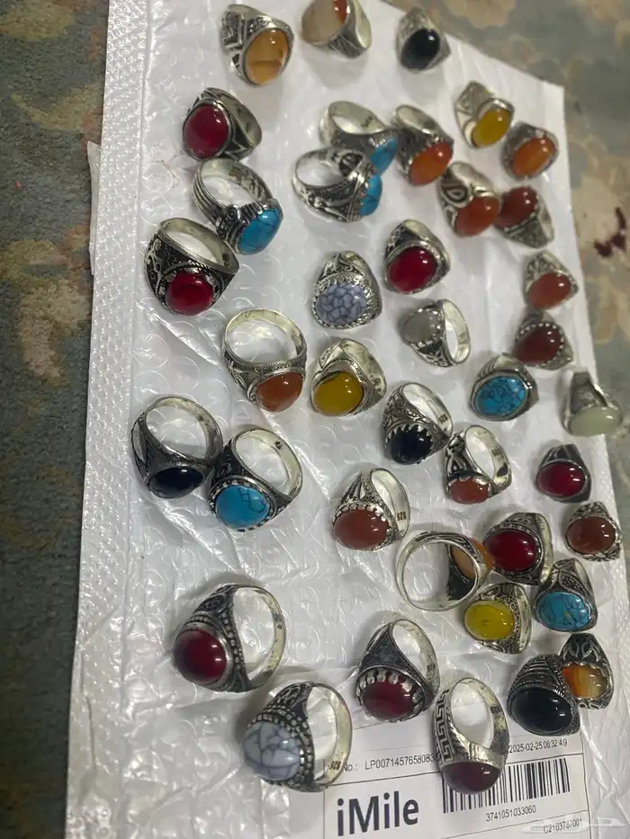 خواتم فضه وفيروز مشجر اصلي مشروط  عقيق احمر اصلي وغيره 1