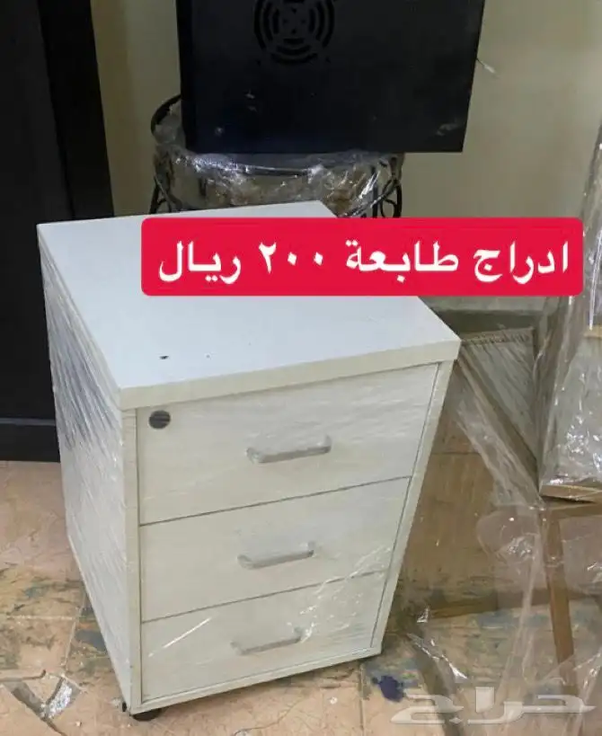 كونتر مكتب وإدراج طابعة ودولاب تخزين 1