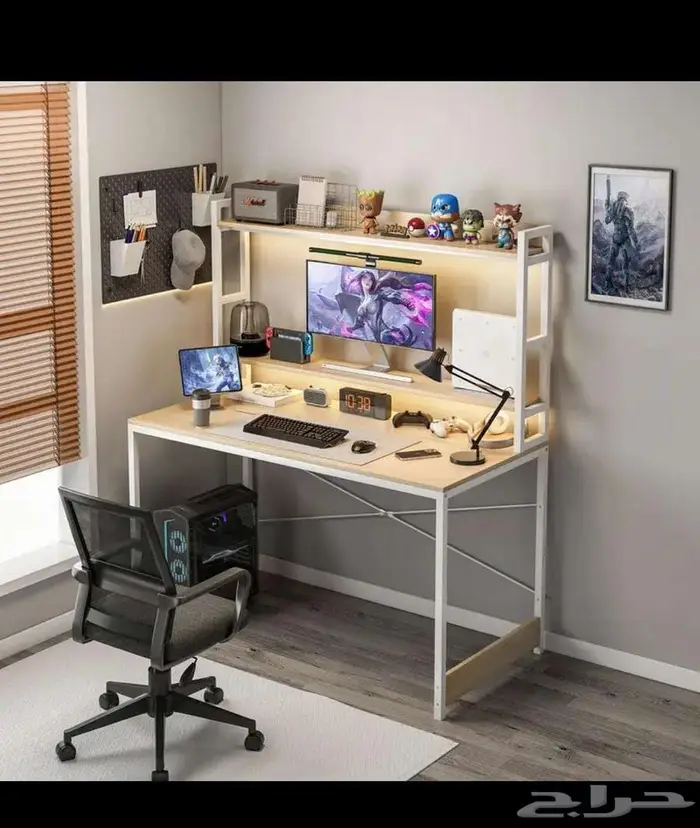 مكتب كمبيوتر مكتبي منظم مع كتب مدمج حامل 9