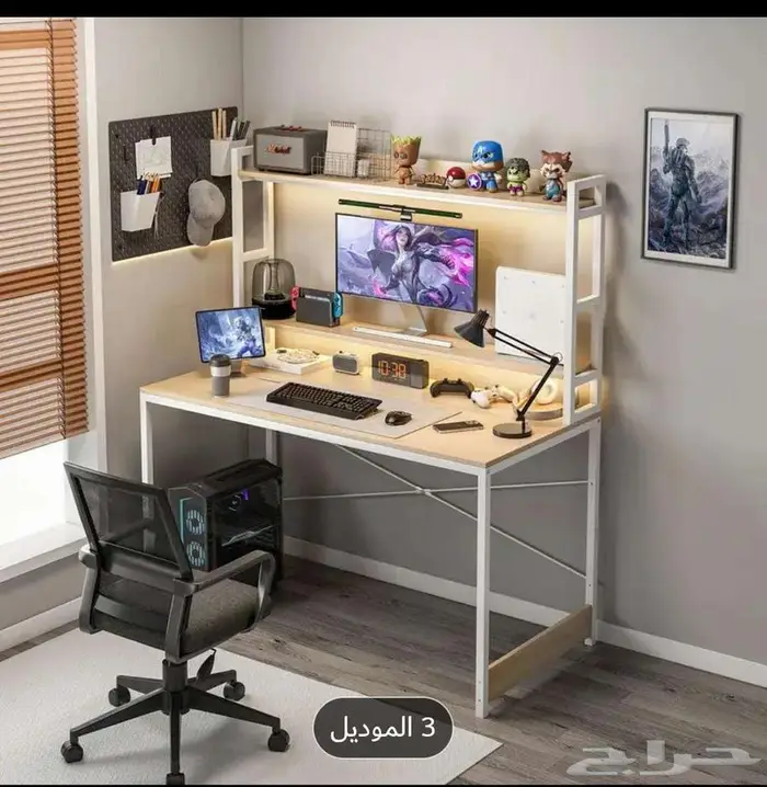 مكتب كمبيوتر مكتبي منظم مع كتب مدمج حامل 7