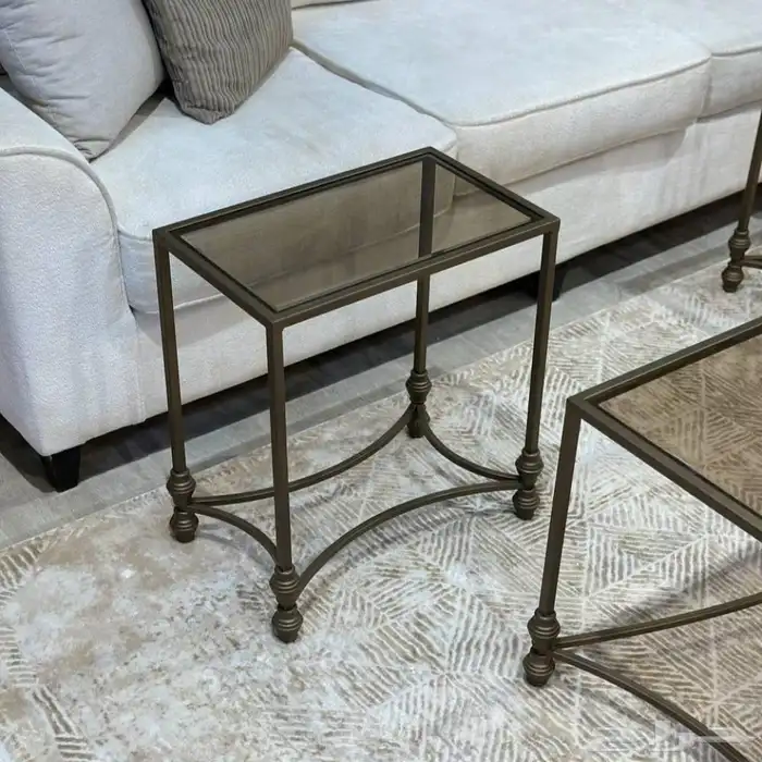 طقم طاوله مع4 خدمه تصميم زجاجي با طار بني انيق 3