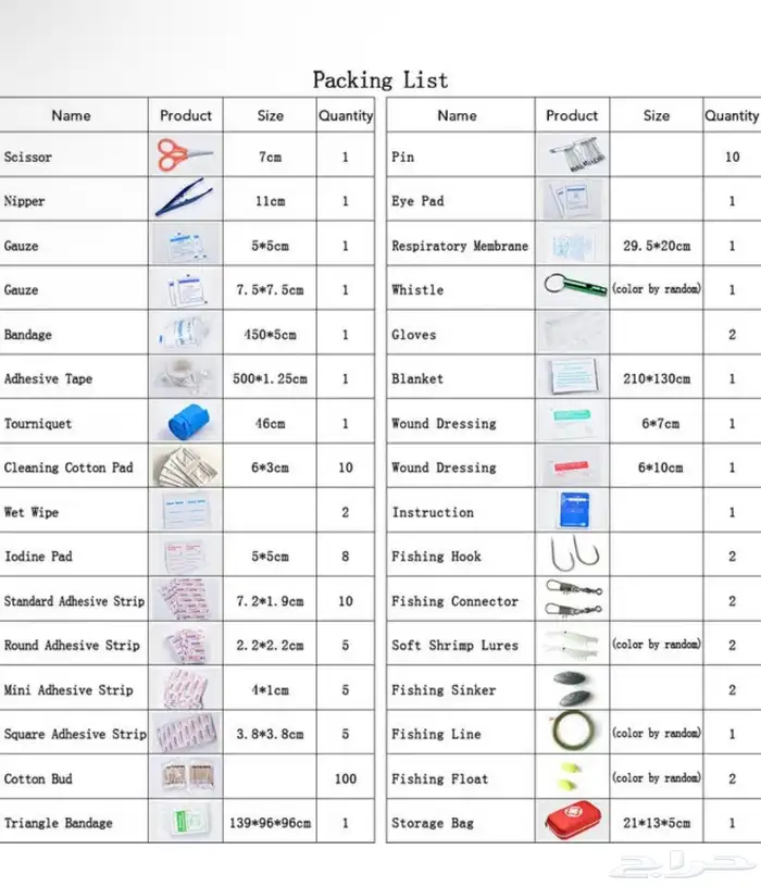 حقيبة اسعافات اولية شاملة 164 الى 184 قطعة للطوارئ والتخييم 2