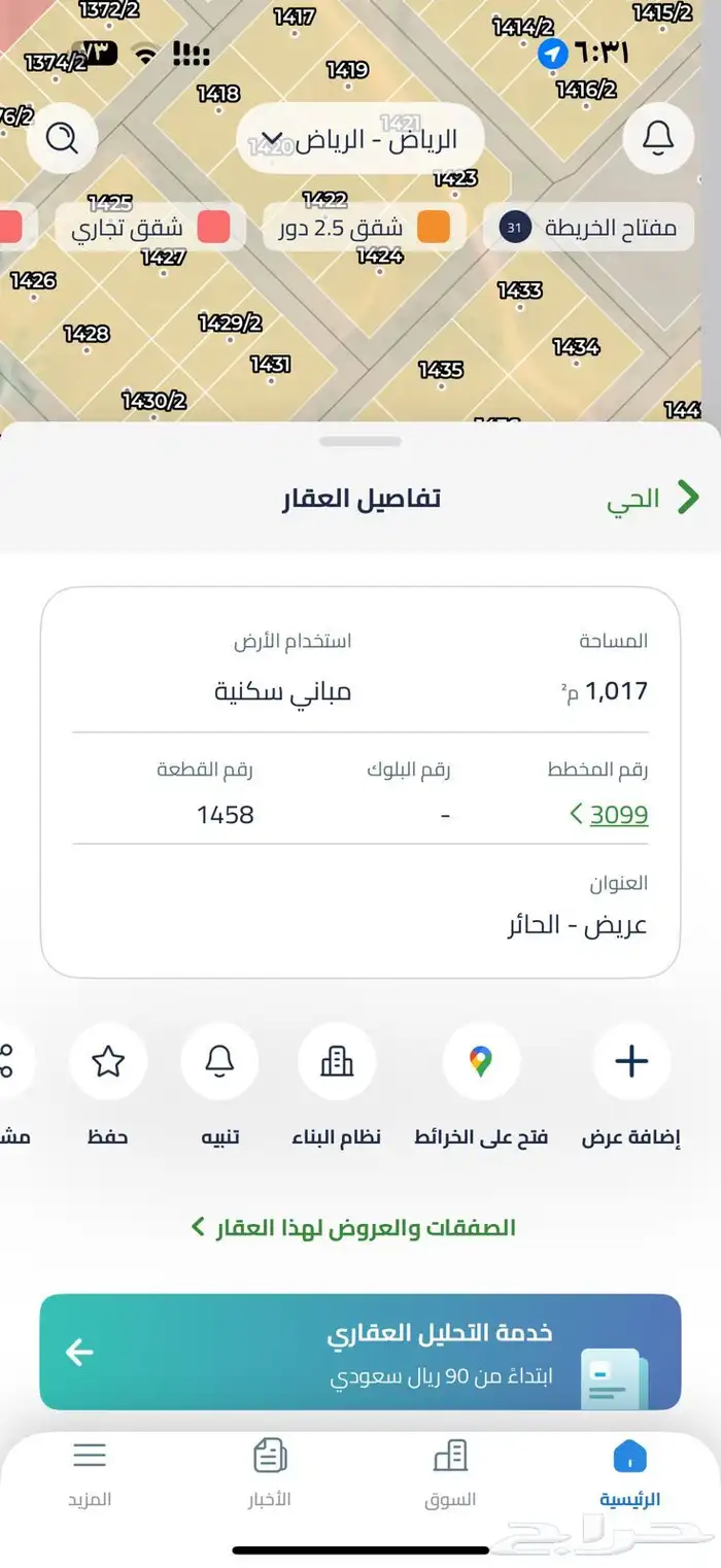 ارض مميزة للبيع في حي عريض مساحة 1017 0
