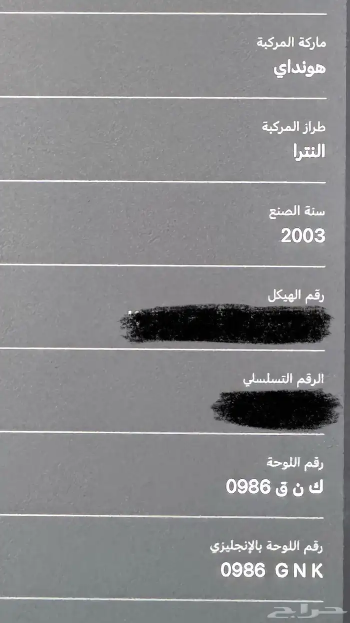 لوحة مميزة ك ن ق 986 0