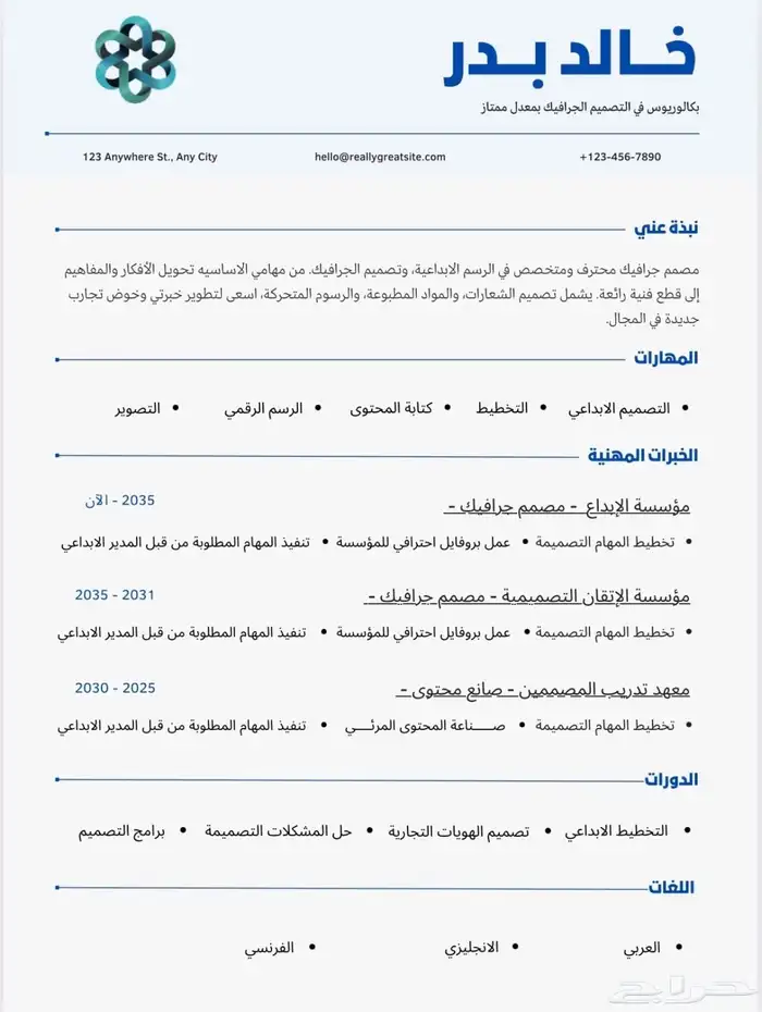 تصميم سيرة ذاتية احترافية CV 6