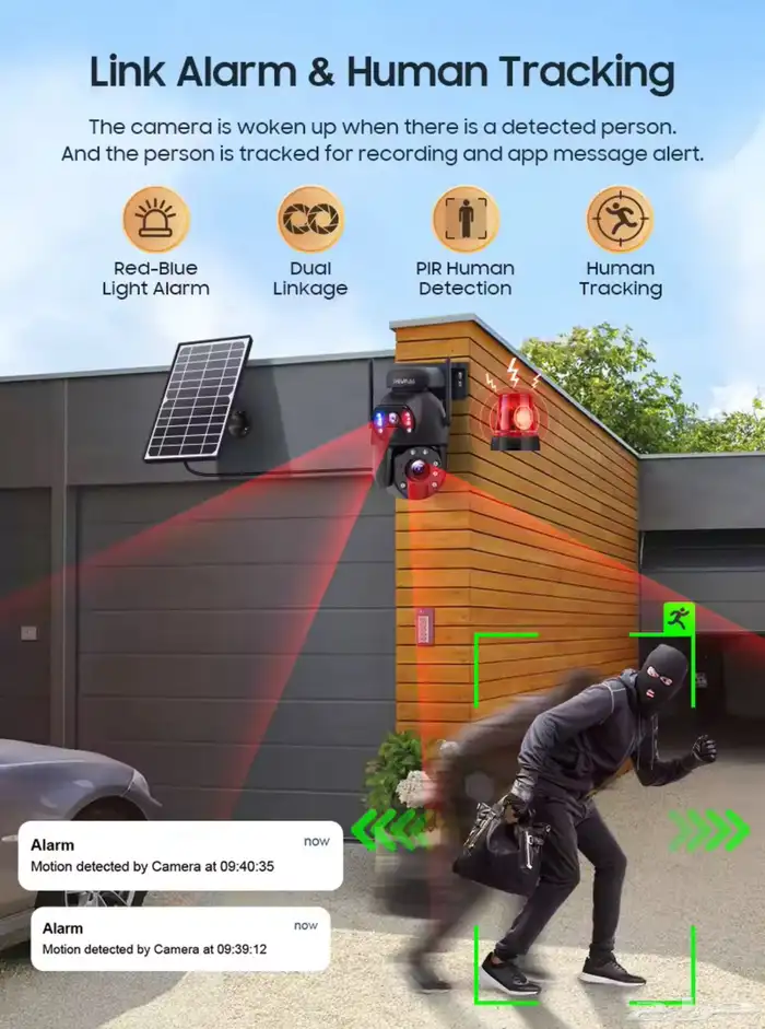 (جديدة) كاميرا معدنية بالطاقة الشمسية و بشريحة بعدستين 8MP 8