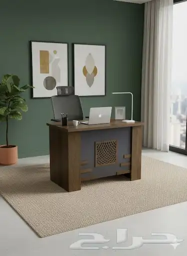 مكتب خشب مودرن متر و 40 و متر و 20 4