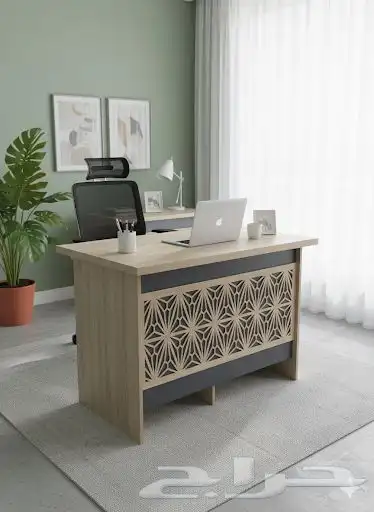 مكتب خشب مودرن متر و 40 و متر و 20 2