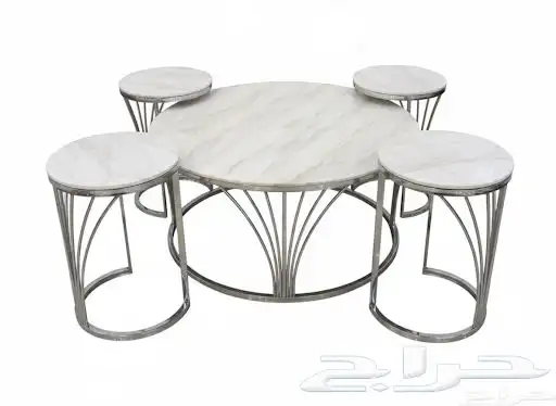 أطقم مجالس بديل رخام 5 قطع فضي 3