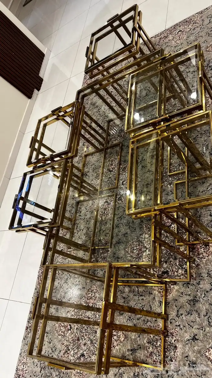 طاوله ستيل كبيره مع 6 خدمه 0