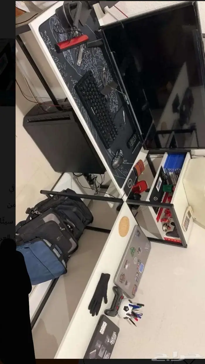 مكتب طاوله كمبيوتر عملي زاوية بيضا على شكل حرف L 6