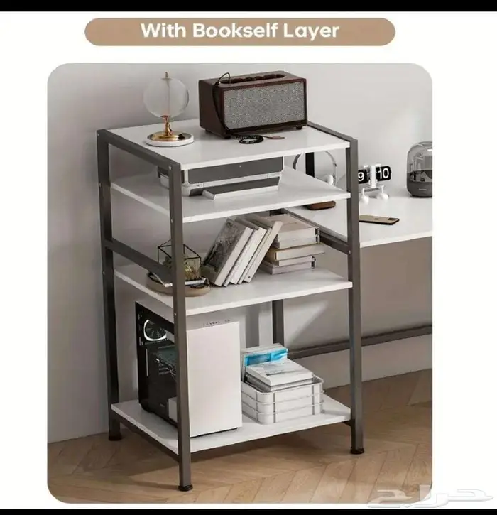 مكتب طاوله كمبيوتر عملي زاوية بيضا على شكل حرف L 3