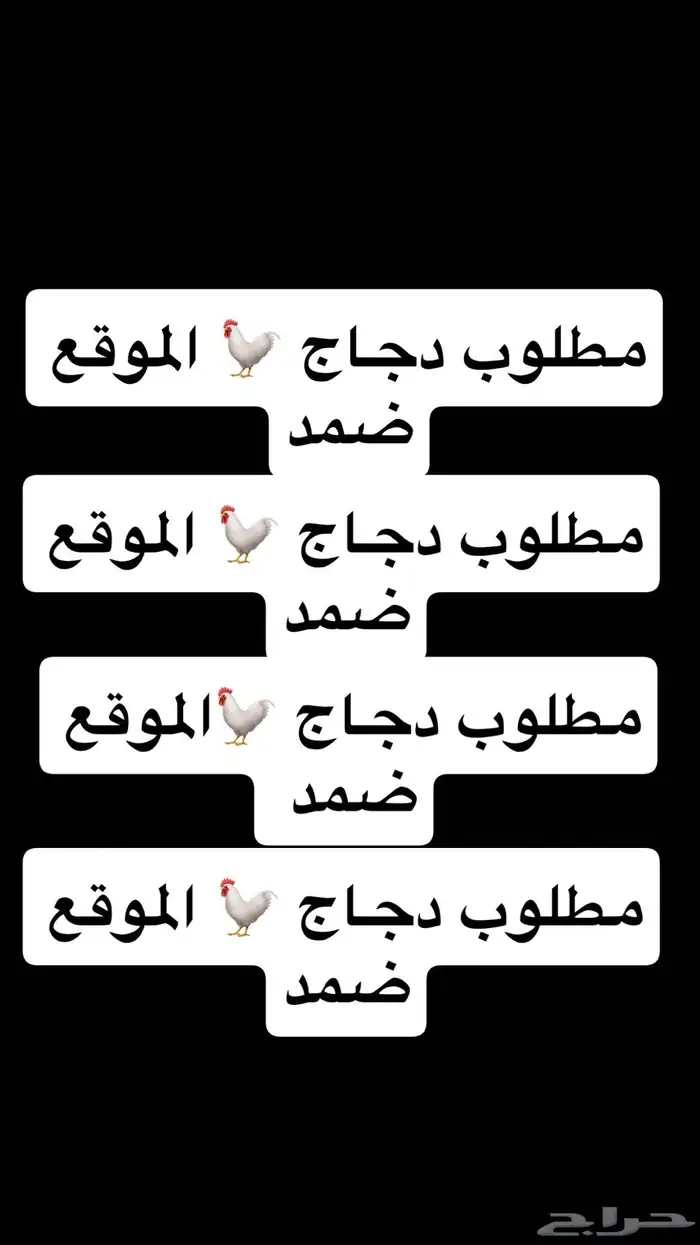 مطلوب دجاج اي نوع عادي الموقع يكون في ضمد أو 1