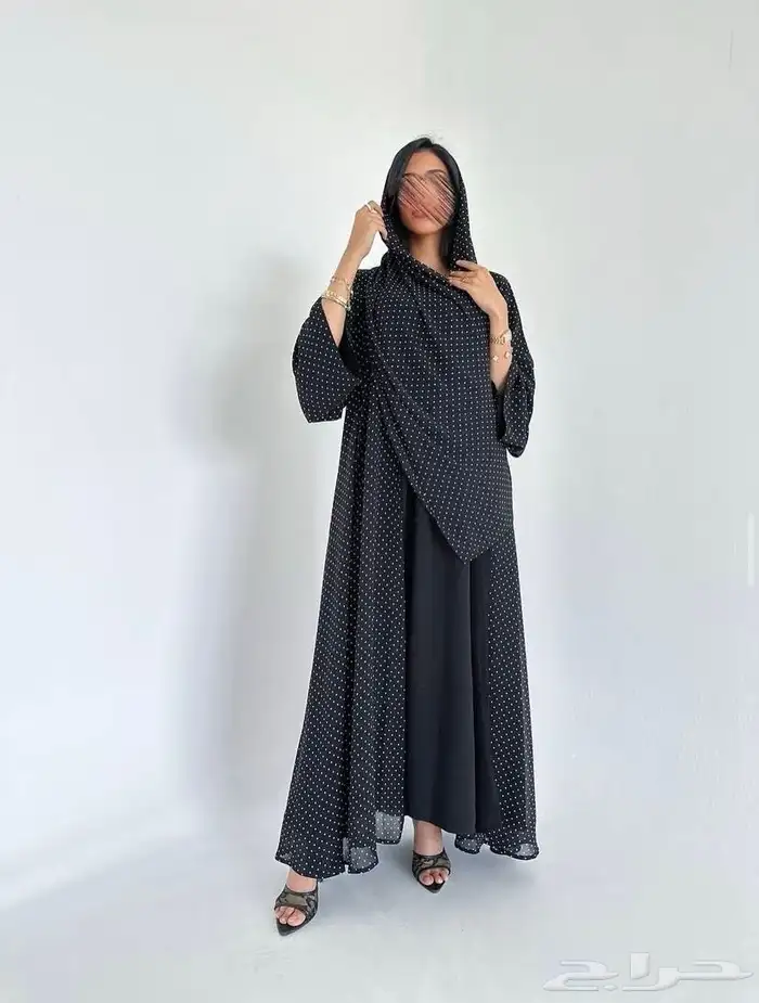 عباية منقط اسود وابيض 0