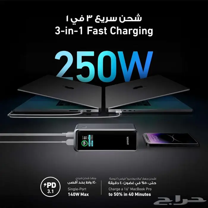 شاحن أنكر 27.650 باوربانك 250 وات 4