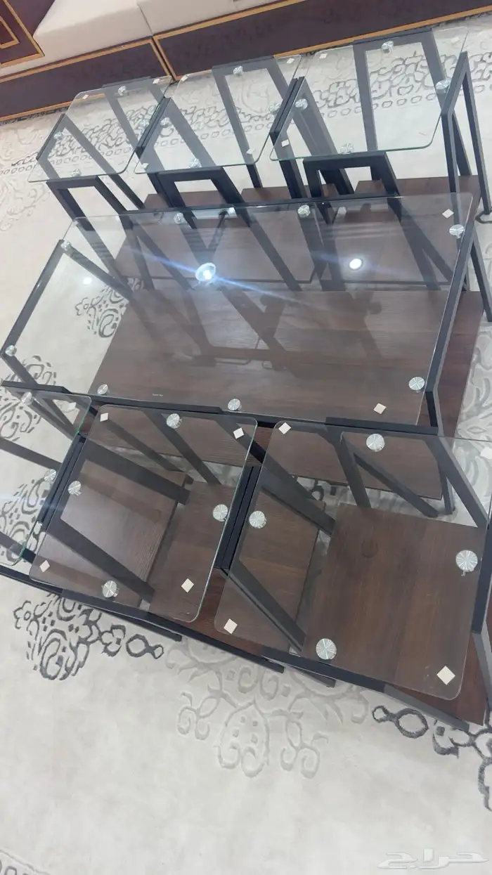 طاولات زجاج مع خشبي جديده 1