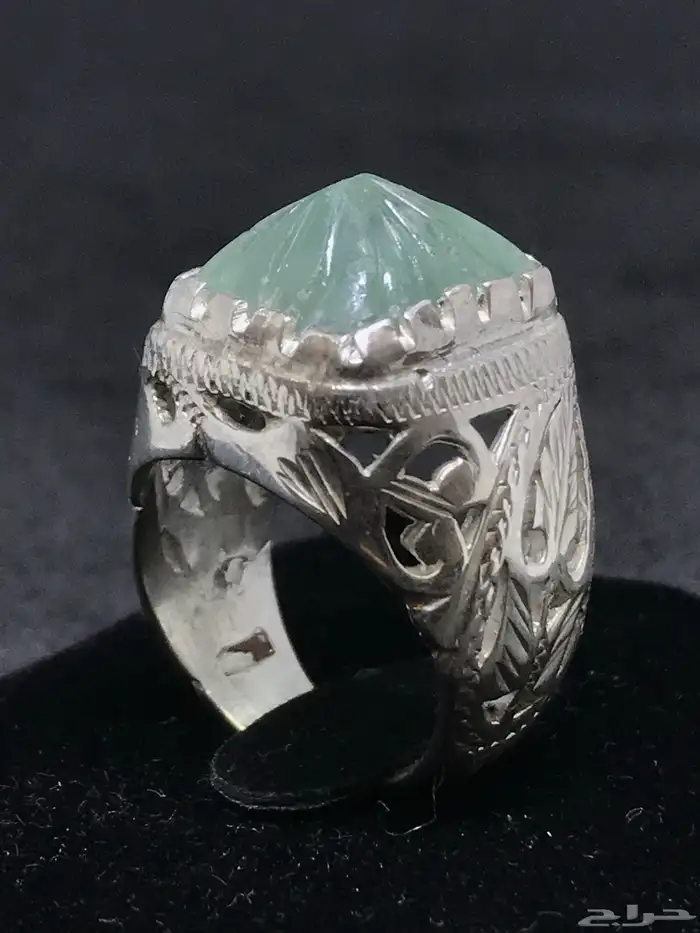 خاتم فضه عيار 925 حجر الفلورايت 5