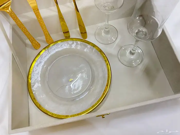 بوكس بيج لطقم ليلة الزواج   كاسين وصحن وشوكتين وسكين   جديد 1