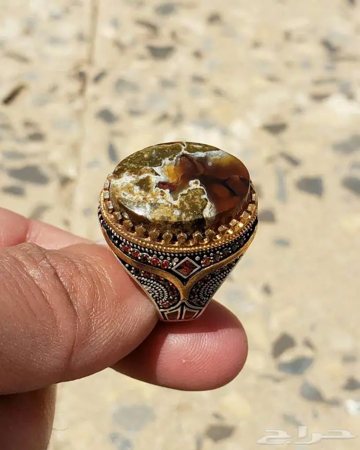 خواتم فضه وعقيق يمني كبدي طبيعي 10