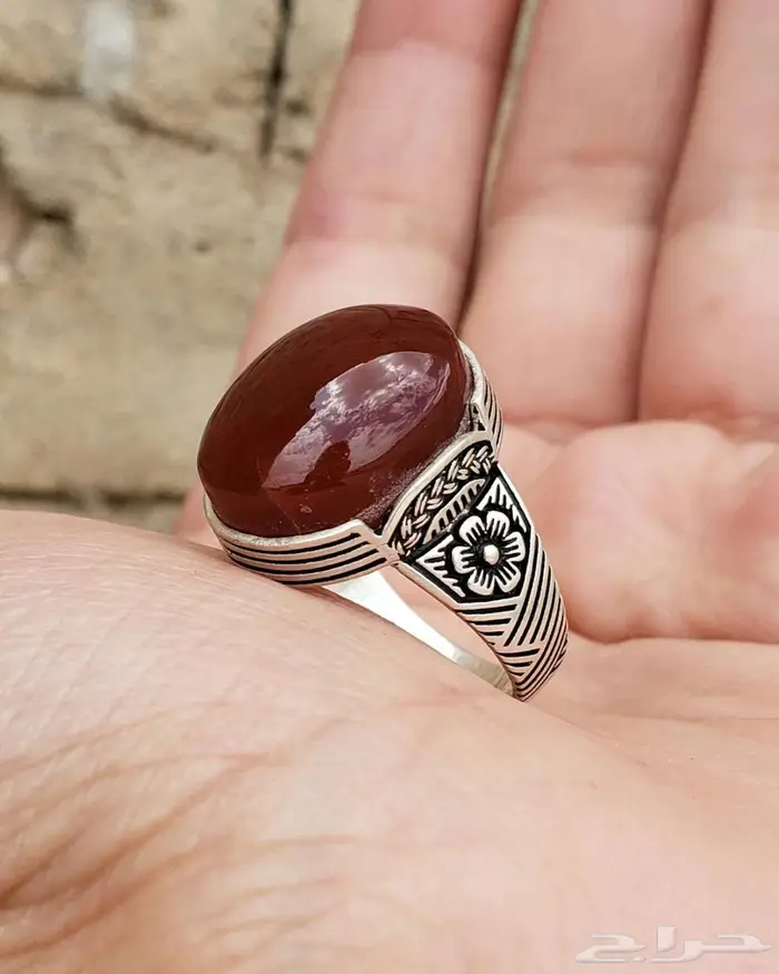 خواتم فضه وعقيق يمني كبدي طبيعي 1