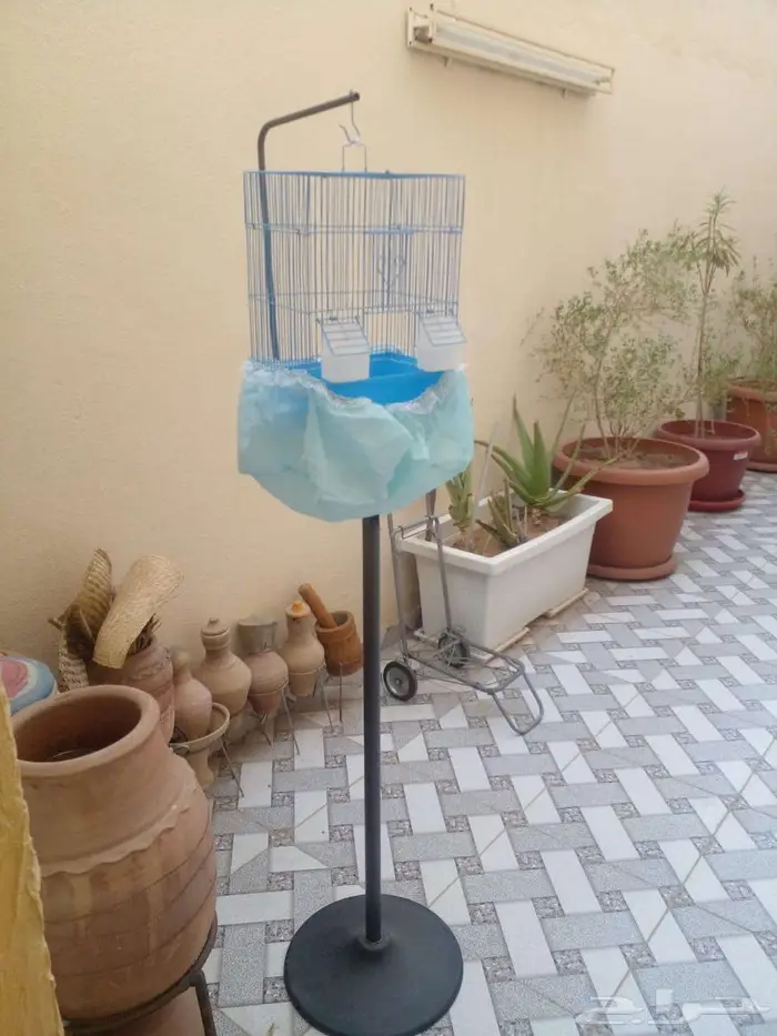 قفص مع استاند وقدر كبير واحواض زرع 0