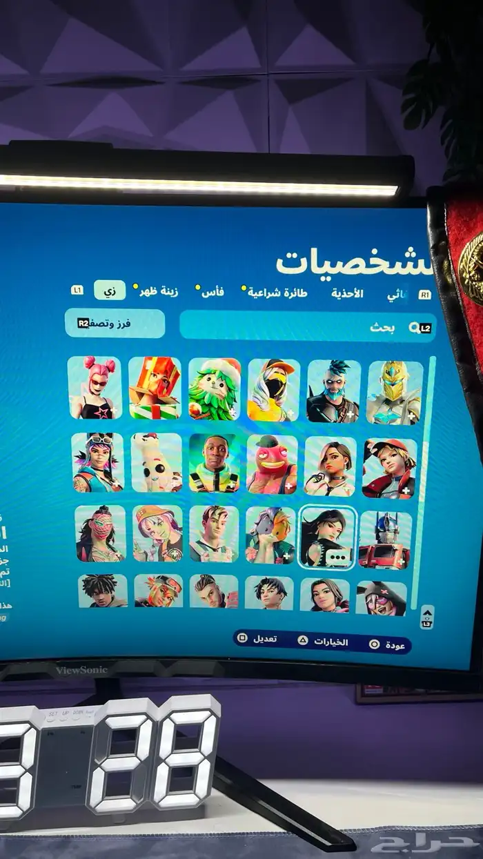 حساب فورت يربط سوني فيه 106 سكن فيه 800 فيبوكس على السوم 1