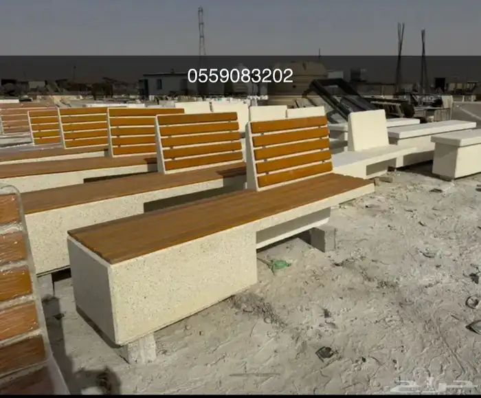 كراسي خرسانية إحواض زهور حاويات نفايات طاولات مصدات تجميلية 23