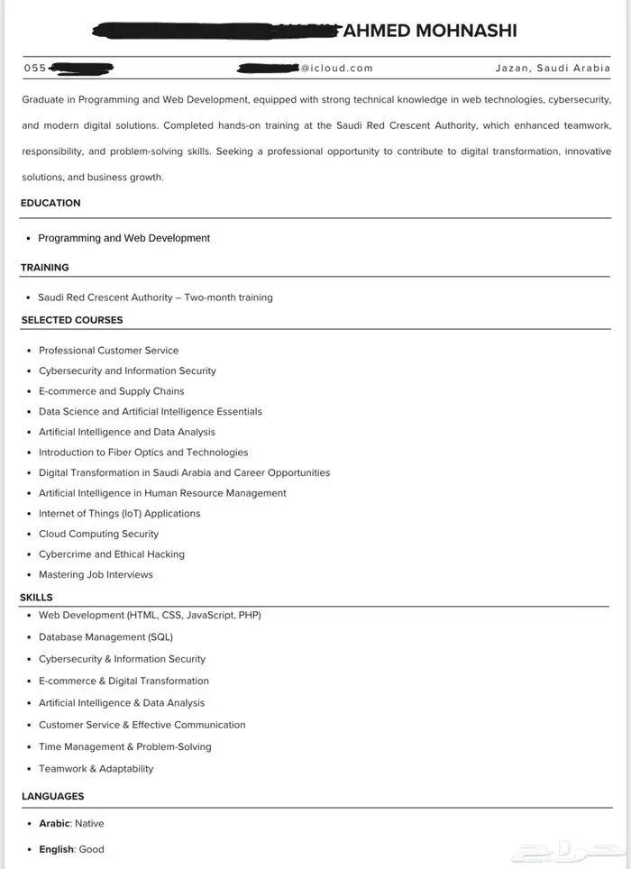 عمل CV احترافي بصيغة ATS 2