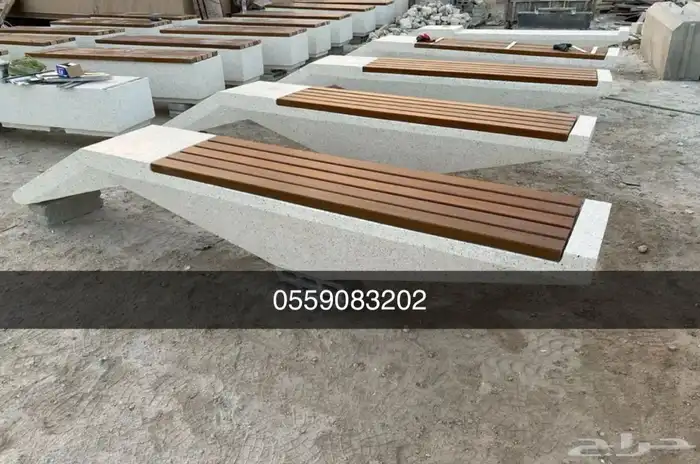 كراسي خرسانية إحواض زهور حاويات نفايات طاولات مصدات تجميلية 40