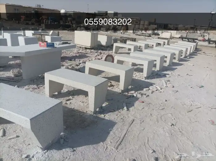 كراسي خرسانية إحواض زهور حاويات نفايات طاولات مصدات تجميلية 9