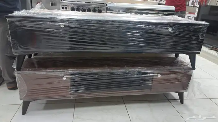 طاولات تلفزيون خشبي جديد استاند شاشه متنقله كفرات توصيل 4