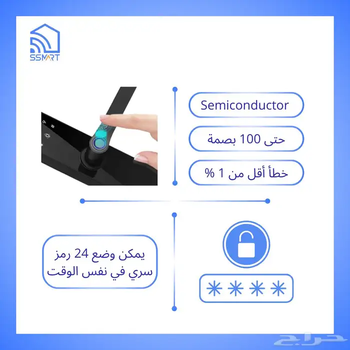 قفل ذكي للشقق والغرف واي فاي لون فضي متوفر تركيب مع الضمان 2