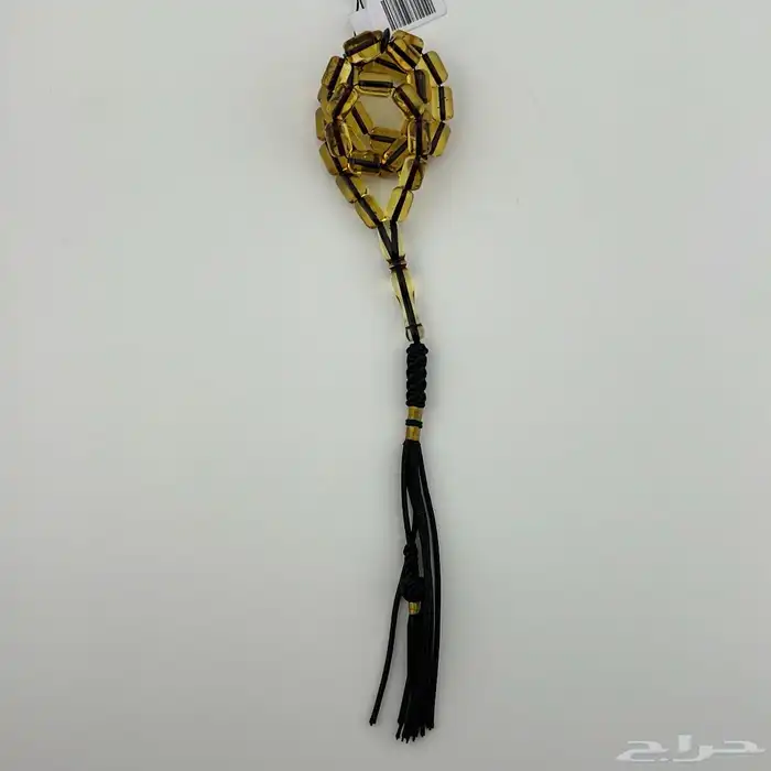 سبحة كهرمان كاريبي طبيعي بلون أصفر ذهبي 4