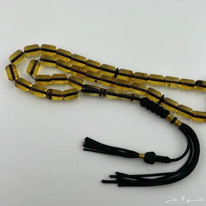 سبحة كهرمان كاريبي طبيعي بلون أصفر ذهبي 1