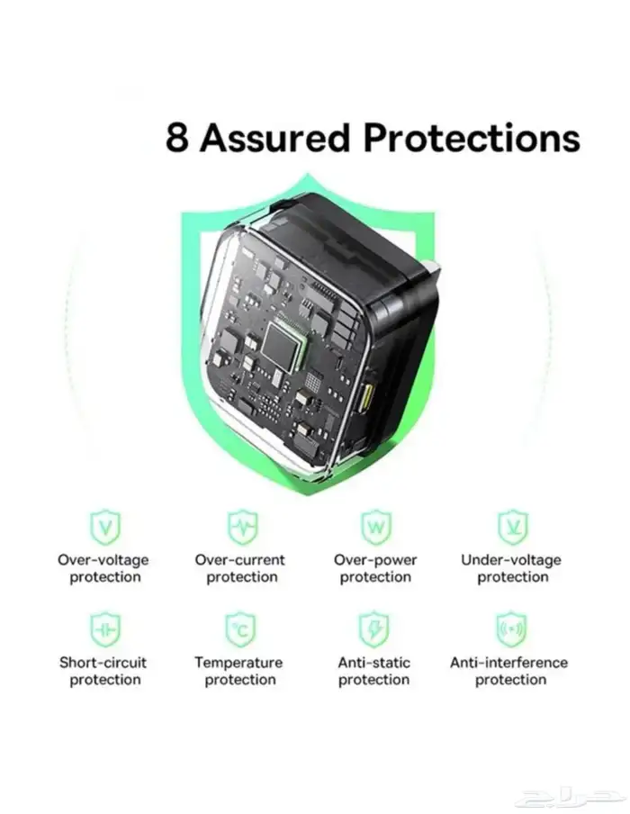 بيسوس فيش جداري 20wتايبC مع كيبل تايب C الى تايب C بقوة 60w 5