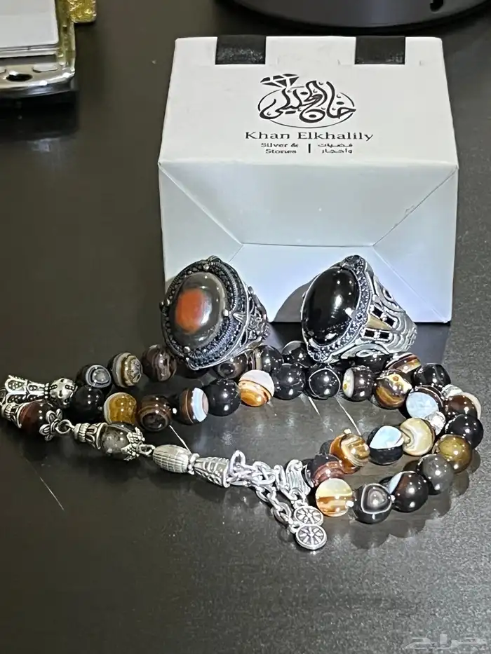 أحجار كريمة طبيعي وفضه إيطالي عيار 925 وسبح احجار كريمه 54