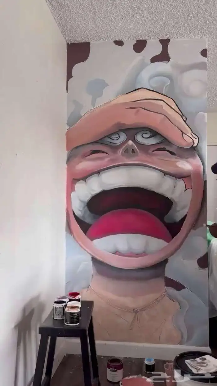 رسم جدارية انمى على الحيط 9