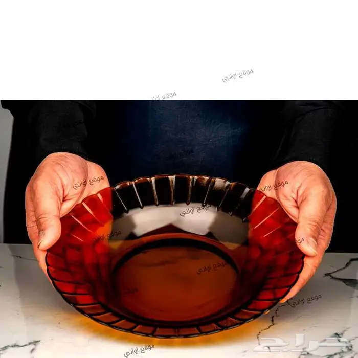 صحن زجاج قديم عسلي 2