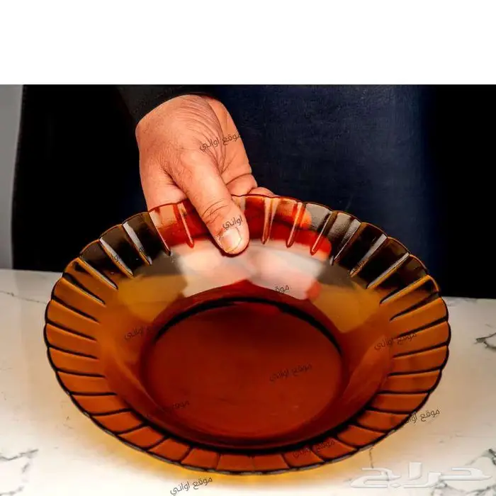 صحن زجاج قديم عسلي 1