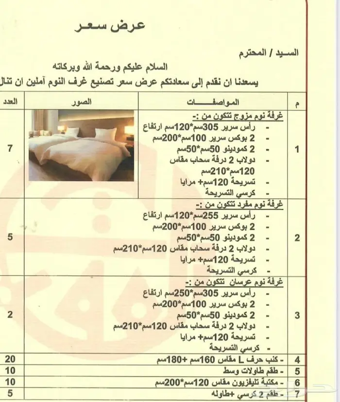 اثاث فندق جديد لم يستخدم من المصنع 0