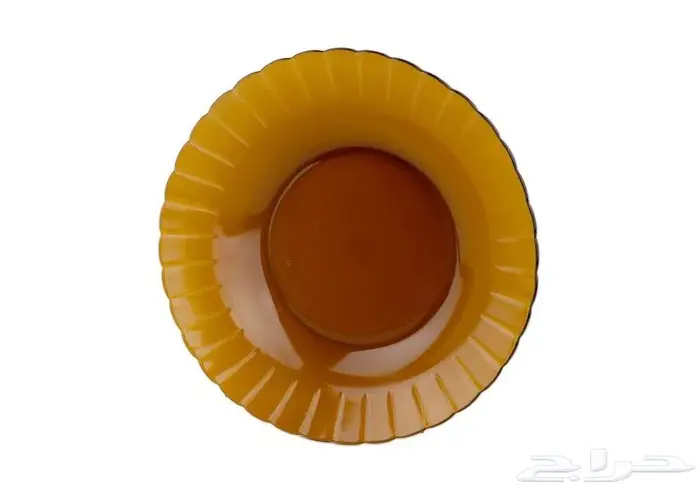 صحن زجاج قديم عسلي 0