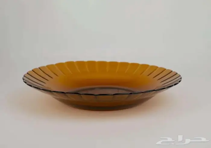 صحن زجاج قديم عسلي 4