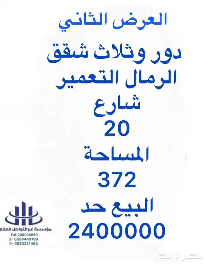 دوروثلاث شقق 372 الرمال التعمير 0