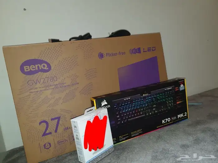 شاشة BenQ 27   كيبورد و ماوس Corsair   حالة ممتازة وجديدة 0