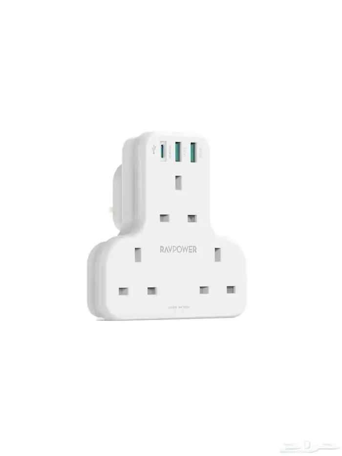 شاحن جداري صناعه أمريكيه مع3مداخل طاقه مع منفذين USB وتايبC 1